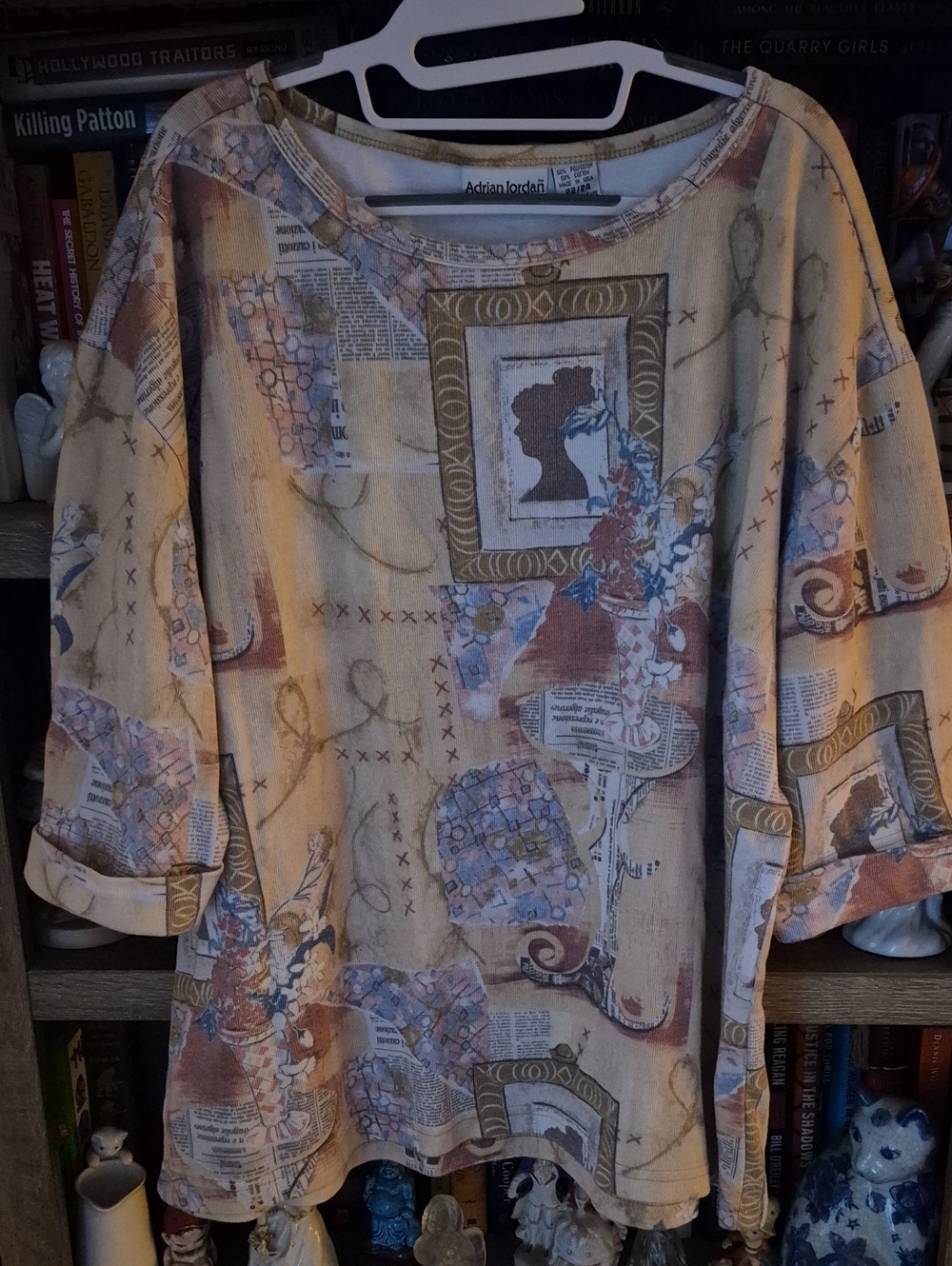 Vintage Adrian Jordan Beige Multi-Print Women's Tunic